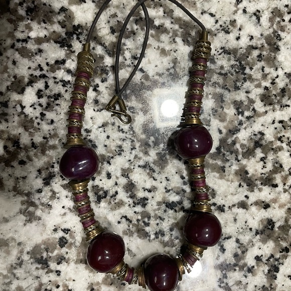 Antique Art Deco Old Brass Ornate Bohemian Boho Statement Necklace - Picture 3 of 8